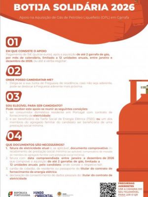 J&aacute; se encontra ativa a plataforma de candidatura ao apoio &ldquo;Botija Solid&aacute;ria 2026&rdquo;.