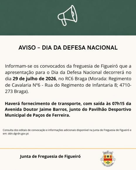 Aviso - Dia da Defesa Nacional