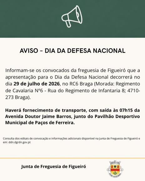 Aviso - Dia da Defesa Nacional